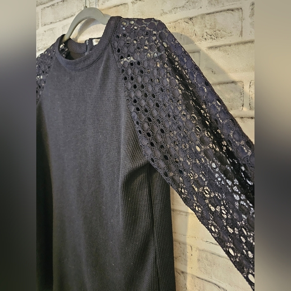 Women’s Long Sleeve Black Top, Lace Casual, Loose Blouse, size Medium - Picture 6 of 9